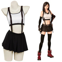 Final Fantasy 7 Remake Tifa Lockhart Cosplay Women Costume Top Skirt for Girls Fance Dresses Outfits Halloween Carnival Suit