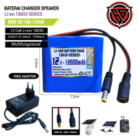 Paket Adaptor Charger + Baterai Tipe Li-ion 12X 18650 BMS 3S 10A 12V SOKET DC MALE / FEMALE