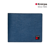 Knirps 德國紅點 RFID防盜9卡雙鈔層牛皮短夾 / 皮夾- 十字紋藍