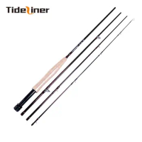 Tideliner Fly Fishing Rod 2.4m 8ft 3/4# Carbon Fiber Spinning 4 Segments Cork Handle Medium Fast Pole