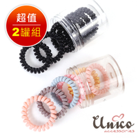 UNICO 清新基本多色款高彈力電話線髮圈/髮繩-12入組