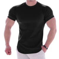 Men Gym T-shirt Fitness Sport T Shirt Bodybuilding Short Sleeve Workout Tops Tees Compression Running Tshirt Men Rashgard Male