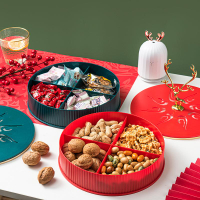旋轉干果盤糖果盒家用客廳創意茶幾零食盤過年新年瓜子堅果收納盒
