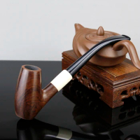 New Creative Smoking Pipe 16cm Big Tobacco Pipe 9mm Filter Ebony Wood Pipe Best Handmade Smoke Pipe Accessory