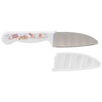 【小禮堂】HELLO KITTY 安全菜刀附蓋《白紅.鬆餅》水果刀.安全刀 凱蒂貓