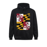 Fashionable Maryland State Flag Faded Flag of Maryland Oversized Hoodie Streetwear for Men Brand New