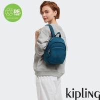 Kipling 石青翡翠綠拉鍊式小巧收納後背包-DELIA MINI