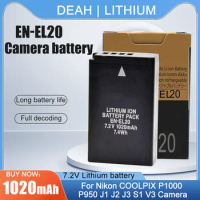 EN-EL20 EN EL20 7.2V 1020mah Rechargeable Lithium Battery For Nikon Coolpix AW1 P1000 P950 A1 J1 J2 J3 S1 Camera Batteries