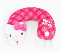 Hello Kitty 美國版頭墊頸枕-格紋，絨毛/填充玩偶/旅用/公仔/頸枕/靠枕/枕頭，X射線【C100815】