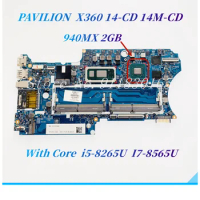 18737-1 L36452-601 Mainboard For HP Pavillion X360 14-CD 14M-CD Laptop Motherboard With Core i3 i5 i7-8th CPU 940MX 2GB GPU DDR4