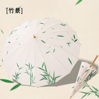 Ô dù thẳng phong cách vintage ô dù tay cầm thẳng bằng gỗ phong cách Trung Quốc 16 Ô dù bằng tre có t