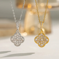Premium Women's Necklace - Double-Sided Laser 4-Leaf Clover, 15mm, Elegant Design, Bringing Luck & L