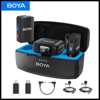 BOYA BOYAMIC Wireless Lavalier Lapel Microphone for iPhone Android DSLR Camera USB-C Live Streaming Youtube Video Recording Vlog