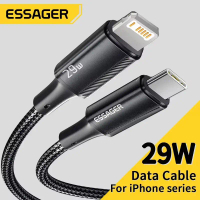 สาย USB C Essager สำหรับ iPhone 14 13 12 11 Pro Max Xs 8 Plus iPad Macbook สายชาร์จเร็ว 29W PD แบบ T