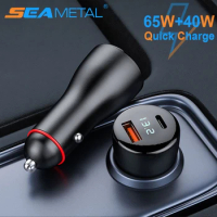 100W Quick Charge Car Charger 65W+40W PD USB Dual Charging Ports DC12V/24V Cigarette Lighter Charger for iPhone Samsung Xiaomi