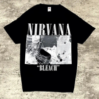 Nirvana - Bleach Tshirt - Black T shirt Kaos BAND Cotton Combed 24s TEBAL baju distro kain katun com