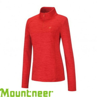 【Mountneer 山林 女款 雲彩針織保暖上衣《紅》】22P16/吸濕排汗/長袖衣