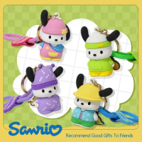 Animal Figures Sanrio Keychain Pochacco kawaii Doll Bag Backpack Pendant Ornaments Toy Keyring Action Figure Girl Birthday Gifts