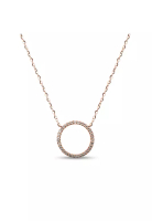 Millenne Minimal Circle Studded Cubic Zirconia Rose Gold Necklace with 925 Sterling Silver
