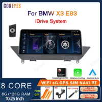 COREYES 10.25 Inch 4G+128G For BMW X3 E83 with iDrive Car Radio Android 12 Stereo Snapdragon 665 Player Carplay Android Auto