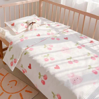 INS Style Cute Cartoon Newborn Baby Cot Duvet Cover Case Infant Toddlers Cotton Quilt Cover Duvet Case Children Beddings Set