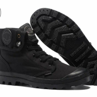PALLADIUM Pallabrouse All Black Sneakers Men High-top Military Ankle Boots Comfortable Canvas Men Shoes Eur Size 39-45