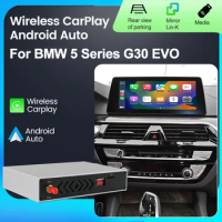 NaviFly OEM Screen Upgrade Wireless+Wired CarPlay Android Auto Box For BMW 5 Series G30 G31 2018-2020 EVO Mirror Front Rear View