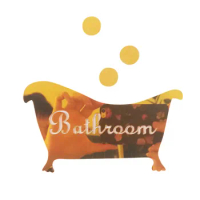 Cartoon Bathtub "Bathroom " Door Wall Sticker 3d Acrylic Mirror Toilet Sign Wc Black Gold Silver Modern Wallpaper Home Decor