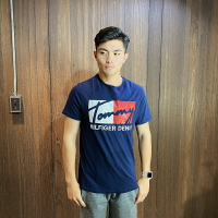 美國百分百【全新真品】Tommy Jeans TH 男 短袖 T-Shirt 短T Logo 深藍色 S號 BA87
