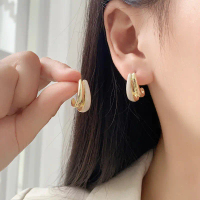 Korean versi sederhana tipe C cincin kuku telinga wanita fashion dingin angin segar anting berongga 