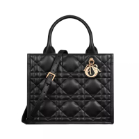 Christian Dior Small D Book Tote Macrocannage Calfskin Black
