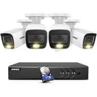 ระบบกล้องรักษาความปลอดภัย, ANNKE, 8CH H.265+, DVR 3K Lite พร้อมไมโครโฟน/เสียง, กล้องวงจรปิด 4 X 1080