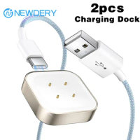 NEWDERY 2Pcs Portable Charger Cable For Fitbit Sense/Versa 3/Sense 2/Versa 4 Braided USB C Charging Dock Durable Magnetic Cord