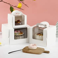 50Pcs/Lot 4/6/8 Inch White Portable Cake Box INS Korean Version Open Window Birthday Cake Packaging Box