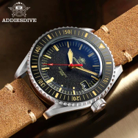 Addies Dive Men Retro Watch 200m waterproof Brown Leather Strap C3 Super Luminous NH35 Movement Automatic Mechanical Watch