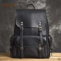 Genuine Leather Men's Backpack Casual Bag Outdoor Travel Backpack Fitness bag Laptop Backpack Schoolbag For Laptop 15.6 Inch
