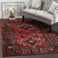 Area Rug Red and Multi Oriental Traditional Persian Design Non Shedding Easy Care Ideal for High Tra