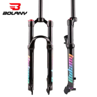 Bolany Suspension Bicycle Fork 26/27.5/ 29inch Aluminum Alloy Air Straight MTB Forks Travel 100mm For Bicycle Accessories