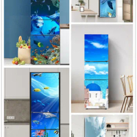 3D self-adhesive refrigerator cling film freezer stickers refrigerator door stickers ocean dolphin wall stickers custom
