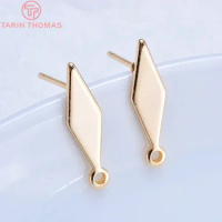 (2014) 10PCS 4.5x17.5MM 24K Gold Color Brass Long rhombic rhombus simple earrings Pins High Quality Diy Jewelry Accessories