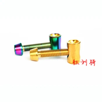 M5x25mm Raw Ti Golden Rainbow GR5 Titanium Alloy Bolt With Barrel Nut For Bicycle