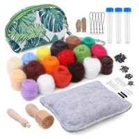 Needle Felting Kits with Storage Bags, Wool Roving 18 Colors Set, Needle Felting Starter Kits, Needle Wool Felting Tools Y5GB