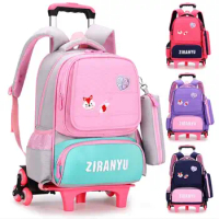 ZIRANYU Kids School wheeled backpack Bags school bag with trolley for girls Children School wheeled Trolley backpack on wheels