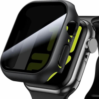 1-2Pcs Case For Watch Apple Watch Series9/8/7/6/5/4 SE 44 45 41 40mm Ultra Privacy Tempered Glass Screen Protector Case