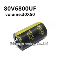 2Pcs/lot 80V 6800UF 80V6800UF 6800UF80V volume: 30X50 mm audio power amplifier inverter aluminum electrolytic capacitor