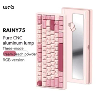 Wob Rainy75 Mechanical Keyboard Aluminum Alloy Wireless Bluetooth Three Mode 75% 81 Keys Gasket Hot Swap Rgb Gameing Keyboard