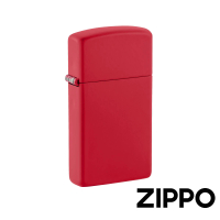 【Zippo】窄版紅色啞漆-素面-防風打火機(美國防風打火機)