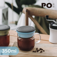 【PO:Selected】丹麥研磨過濾咖啡玻璃杯350ml 2.0 (黑+藍)