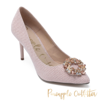 Pineapple Outfitter-PELLEAS 圓鑽釦尖頭高跟鞋-粉色