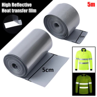 5M Reflective Strip Sticker 2-5cm Heat Transfer Reflective Tape for DIY Clothing Bag Shoes Iron on Safety Clothing Supplies